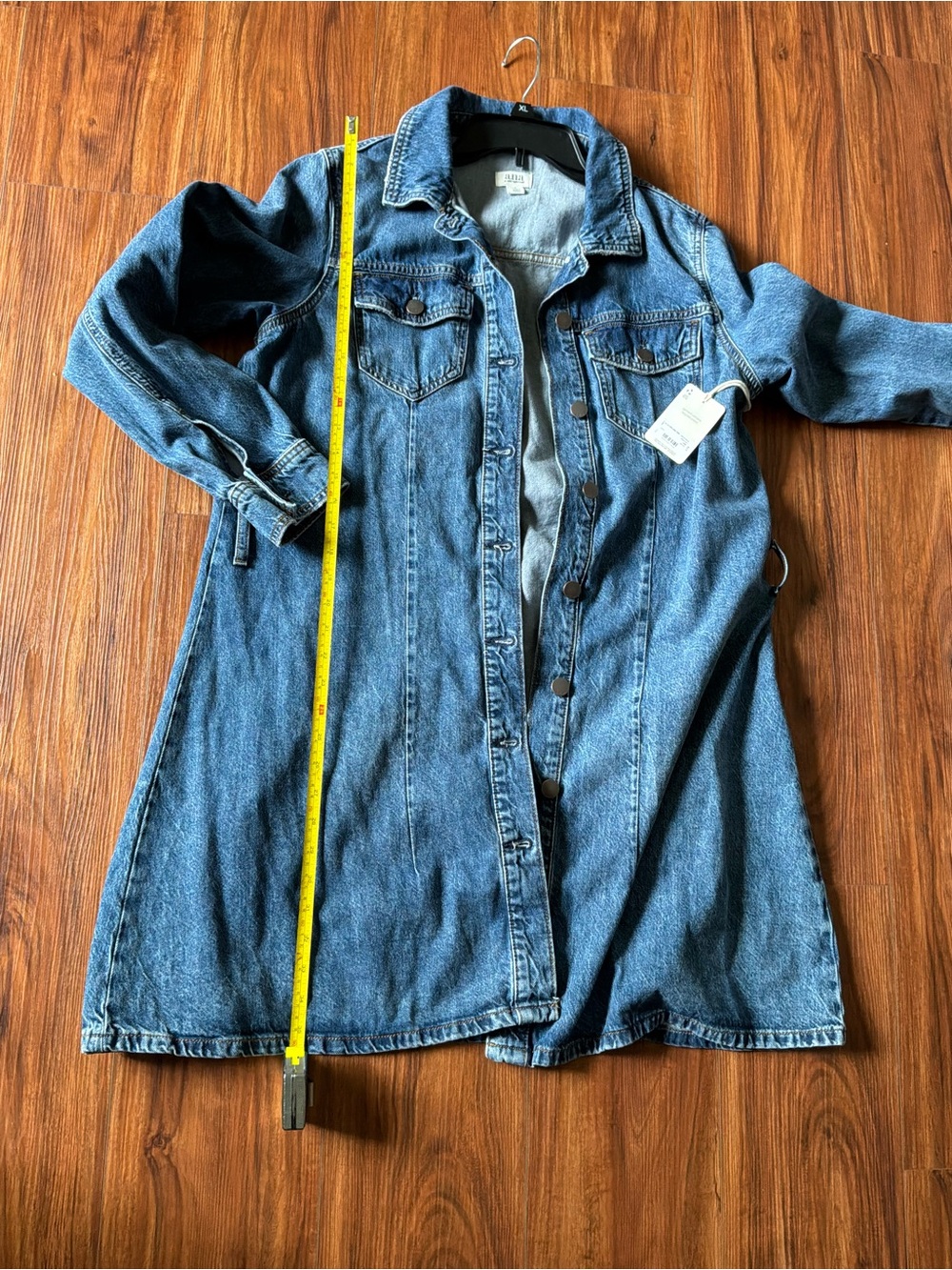 a.n.a Dark Blue Denim Long Sleeve Shirt Dress - Picture 5 of 13